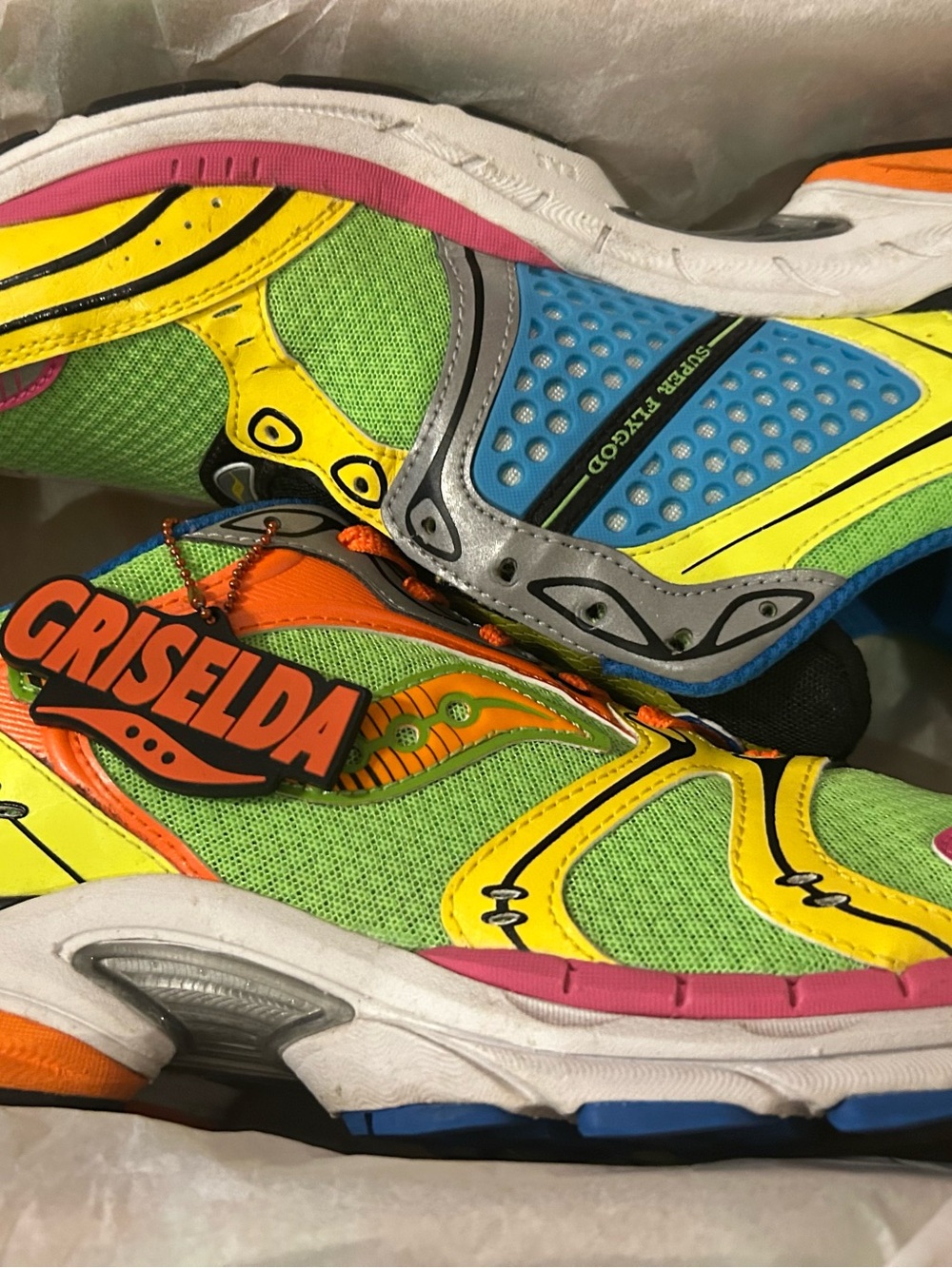 Saucony Neon Green Yellow Orange Blue Multi-Color Running Sneakers